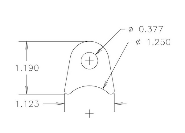 4130 1/8" THK, 3/8" HOLE, 9/16" HT, 1 1/4" TUBE RADIUS CHASSIS TAB - QTY 20